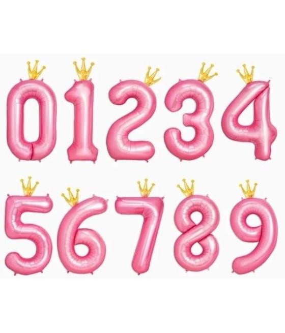 Oh yeah globo poliamida nº4 con corona 115cm rosa pastel y oro