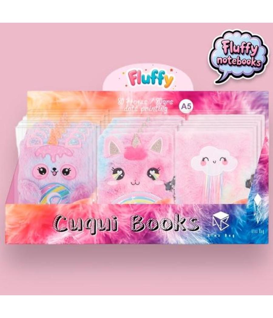 Roymart libretas fluffy c/candado 80h a5 8ogr surtidos expositor 12 ud