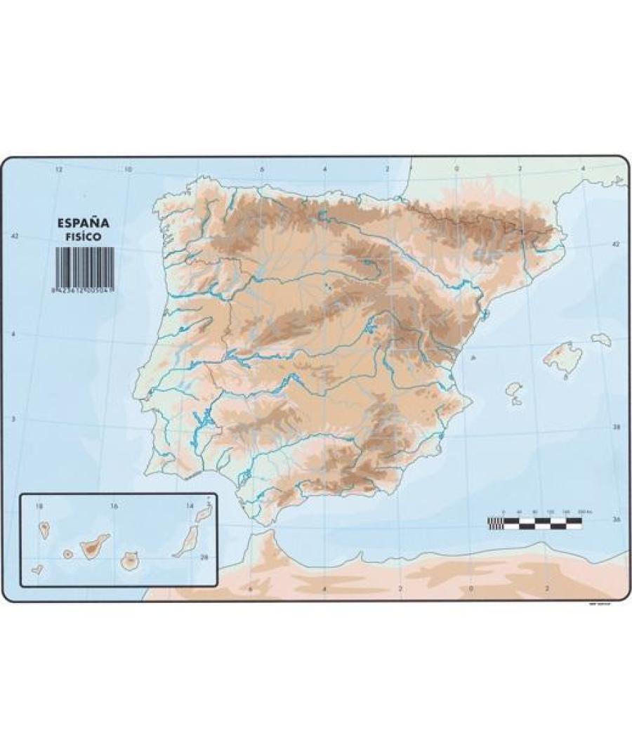Selvi mapa mudo físico de españa a4 -50u-