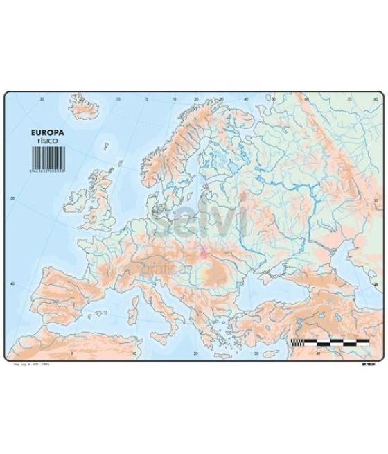 Selvi mapa mudo físico de europa a4 -50u-