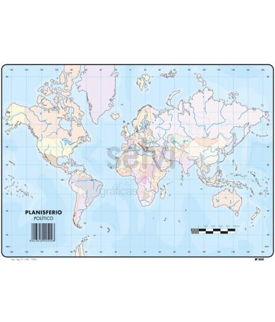 Selvi mapa mudo planisferio politico a4 -50u-