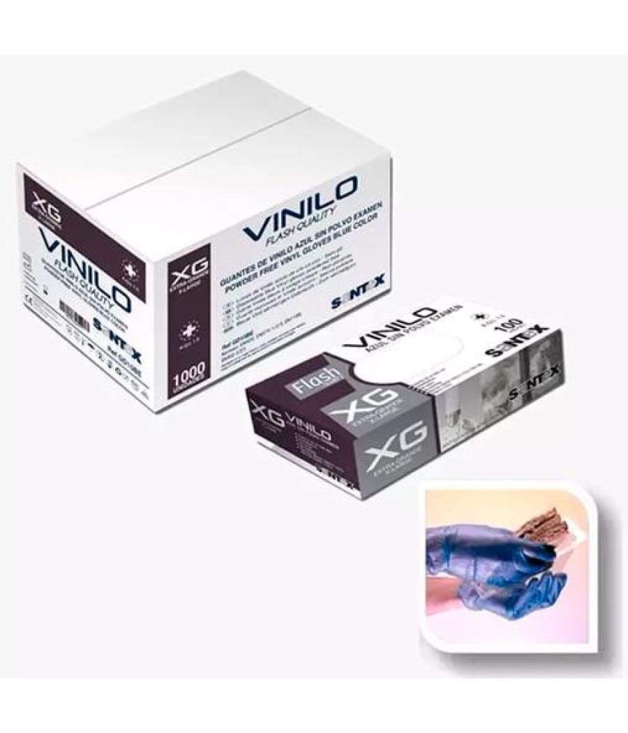 Caja de guantes de vinilo azul sin polvo multiusos talla xg -100u-