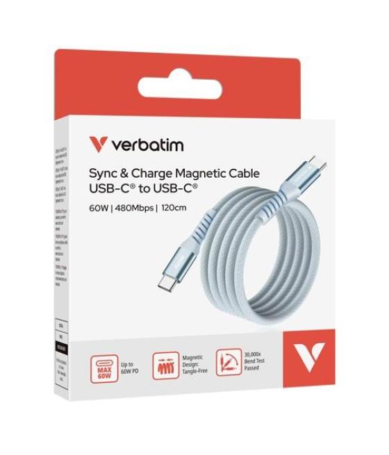 Verbatim cable magnetico tipo usb-c/m - usb-c/m azul 60w 1,20 m