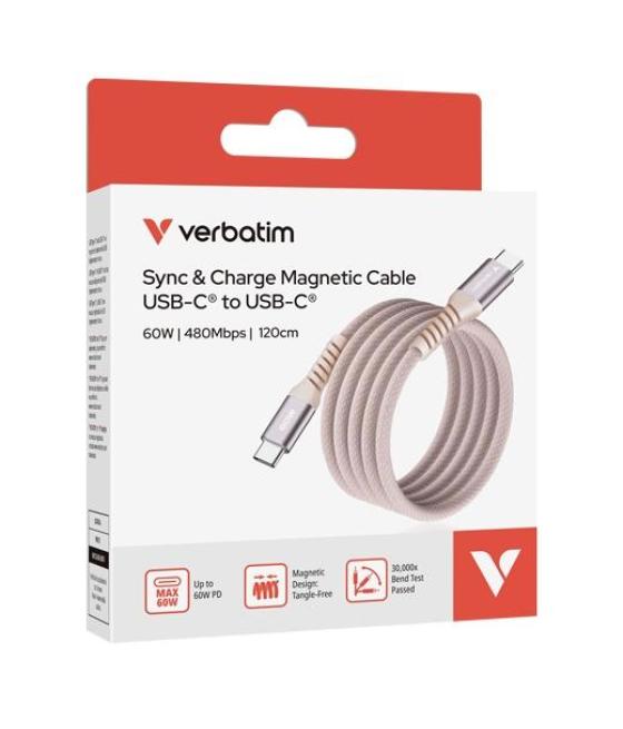 Verbatim cable magnetico tipo usb-c/m - usb-c/m rosa 60w 1,20 m