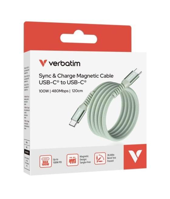 Verbatim cable magnetico tipo usb-c/m - usb-c/m verde 100w 1,20 m