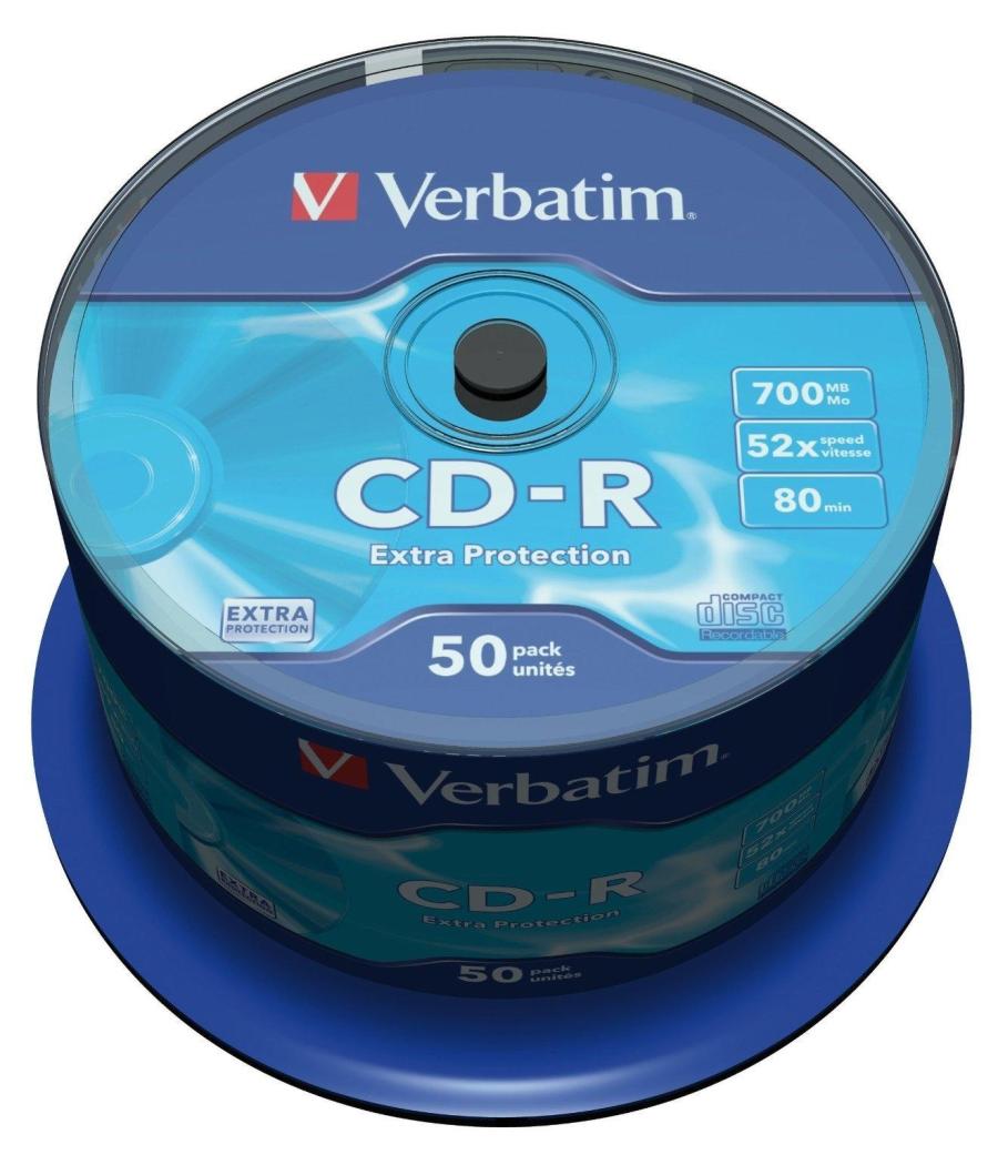 Verbatim cd-r, 700mb, 52x, 50 pack spindle, superficie extra protection