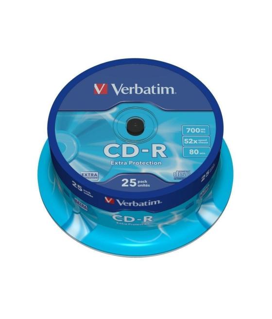 Verbatim cd-r, 700mb, 52x, 25 pack spindle, superficie extra protection