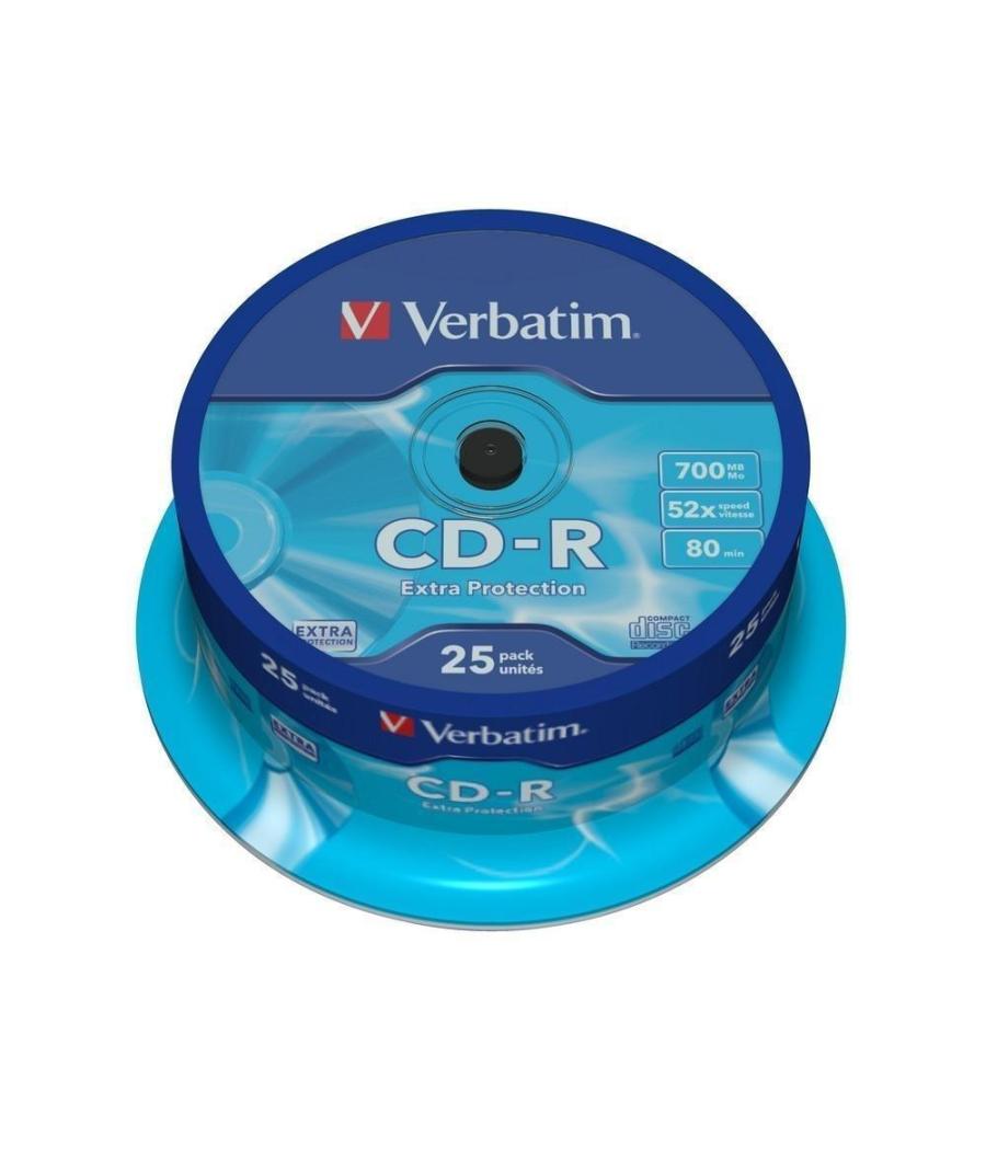 Verbatim cd-r, 700mb, 52x, 25 pack spindle, superficie extra protection