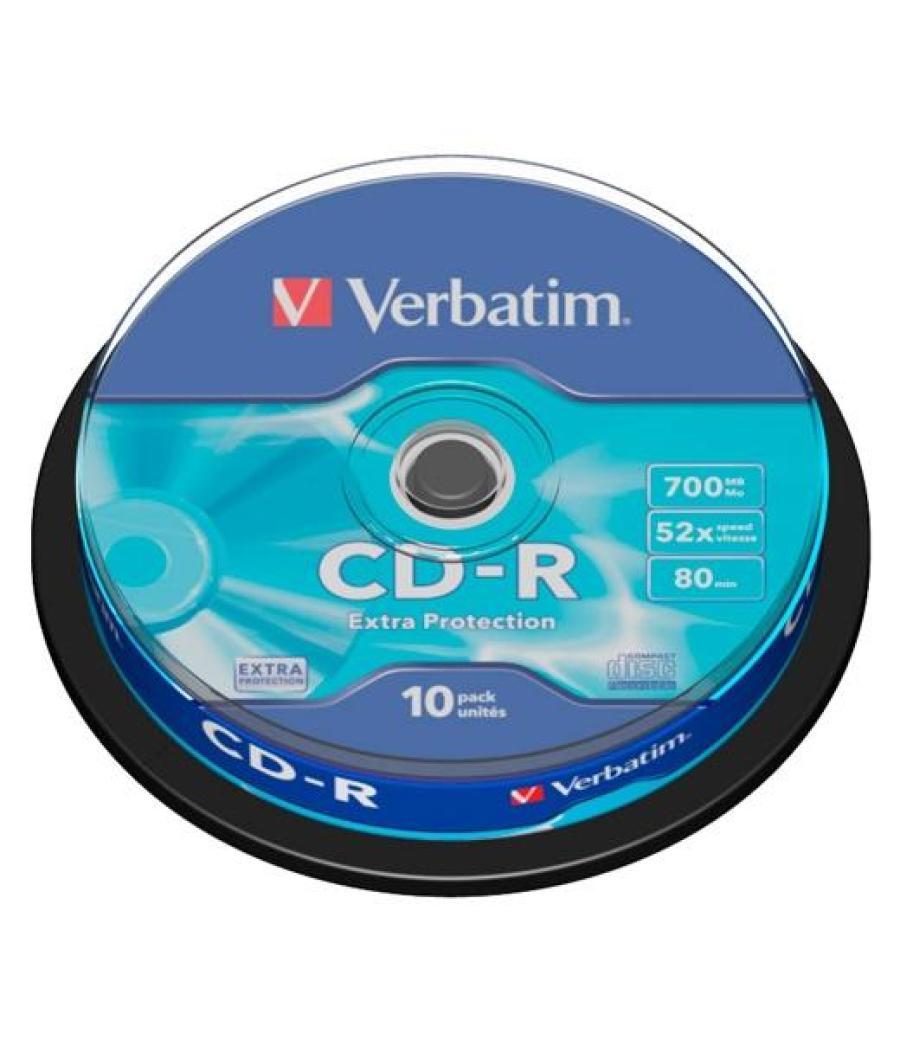 Verbatim cd-r, 700mb, 52x, 10 pack spindle, superficie extra protection