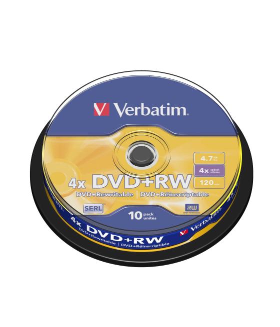 Verbatim dvd+rw, 4.7gb, 4x, 10 pack spindle, superficie matt silver