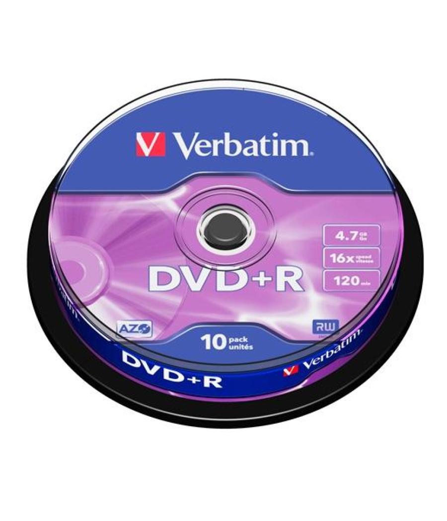 Verbatim dvd+r, 4.7gb, 16x, 10 pack spindle, superficie matt silver