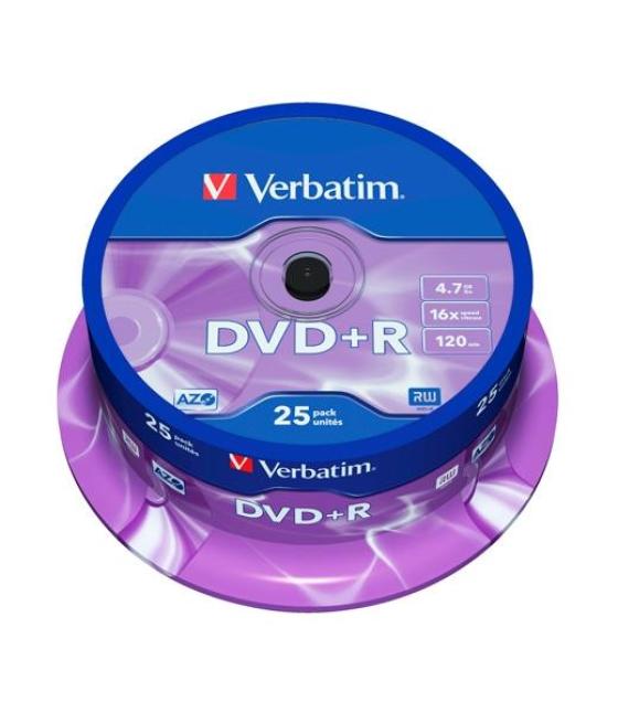 Verbatim dvd+r, 4.7gb, 16x, 25 pack spindle, superficie matt silver