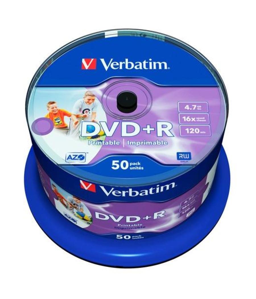 Verbatim dvd+r azo 4.7gb 16x wide printable surface no-id, pack 50 units
