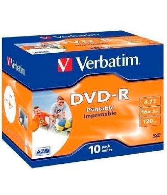 Verbatim dvd-r 4.7gb azo 16x / 10 pack jewel case / printable surface