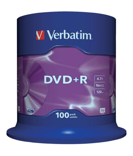 Verbatim dvd r, 4.7gb, 16x, 100 pack spindle, superficie matt silver