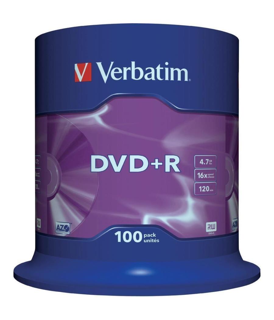 Verbatim dvd+r, 4.7gb, 16x, 100 pack spindle, superficie matt silver