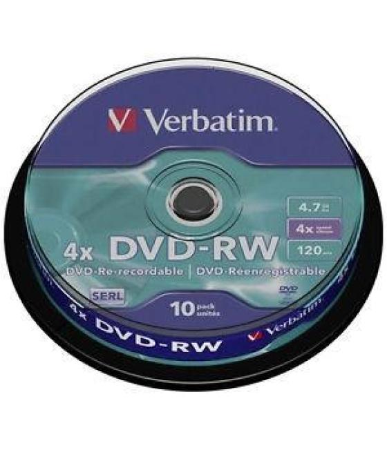 Verbatim dvd-rw 4.7gb 4x (tarrina 10 unidades)