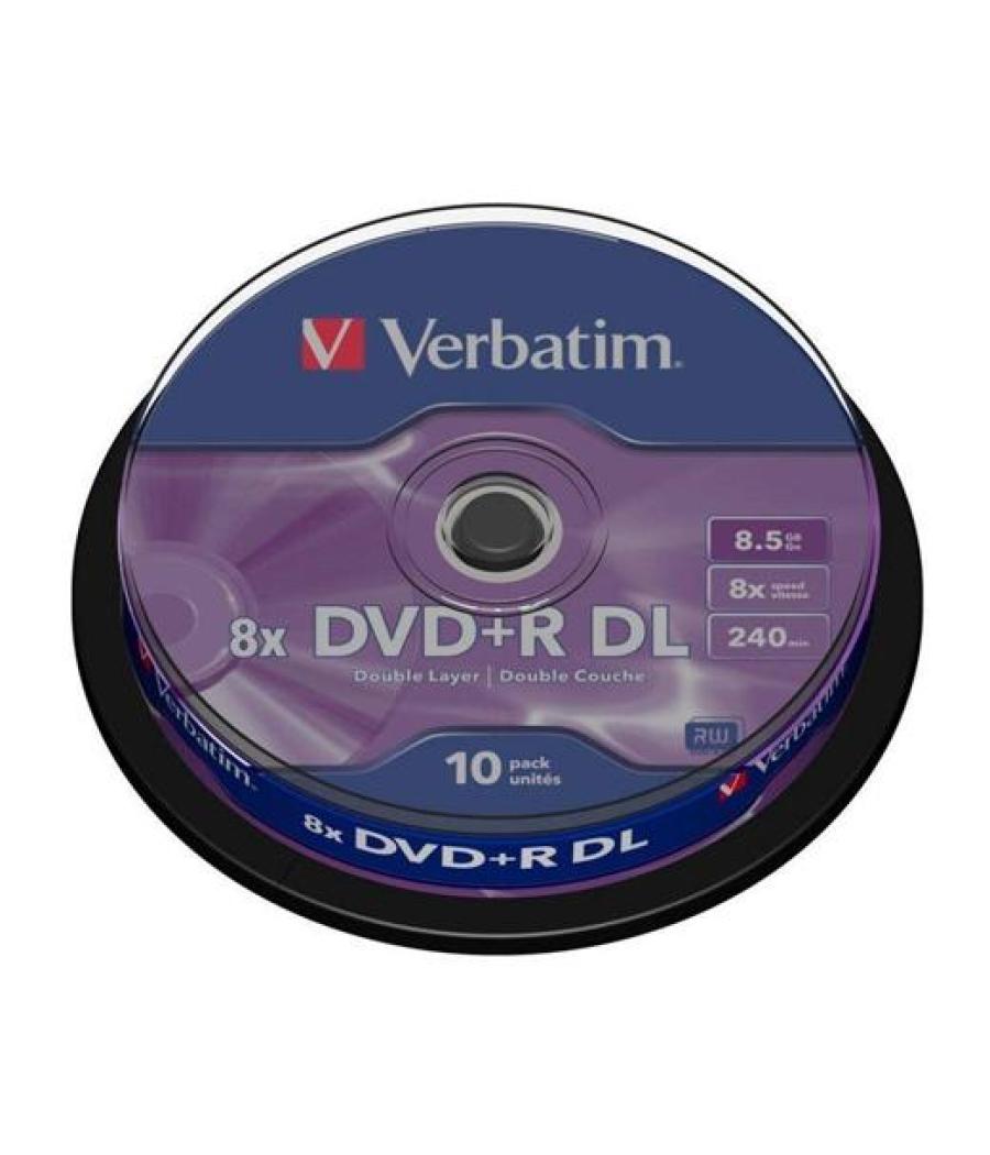 Verbatim dvd+r doble capa, 8.5gb, 8x, 10 pack spindle, superficie matt silver