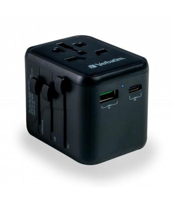 Verbatim uta-02 adaptador universal de viaje con 1 puerto usb-c - 1 puerto usb-a