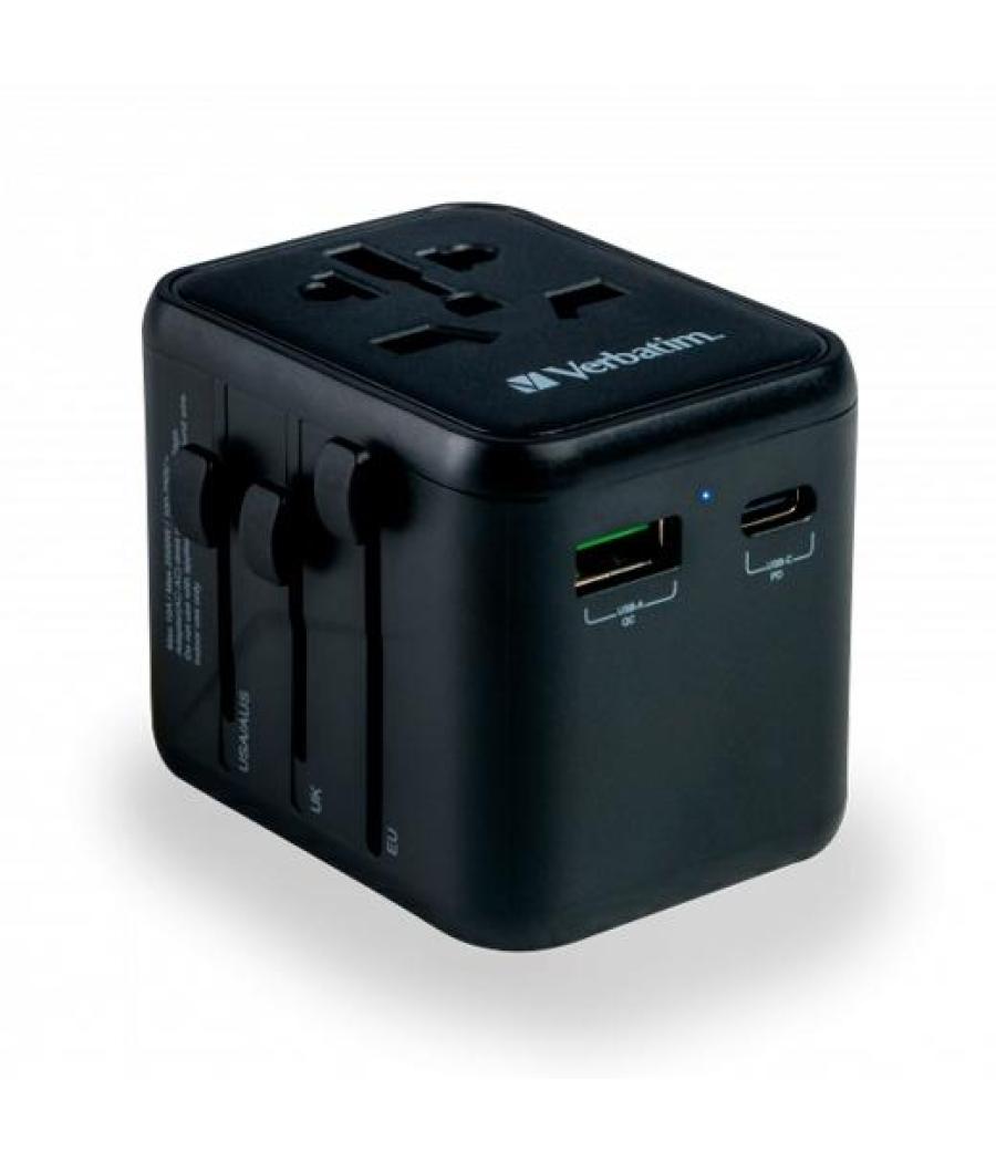 Verbatim uta-02 adaptador universal de viaje con 1 puerto usb-c - 1 puerto usb-a