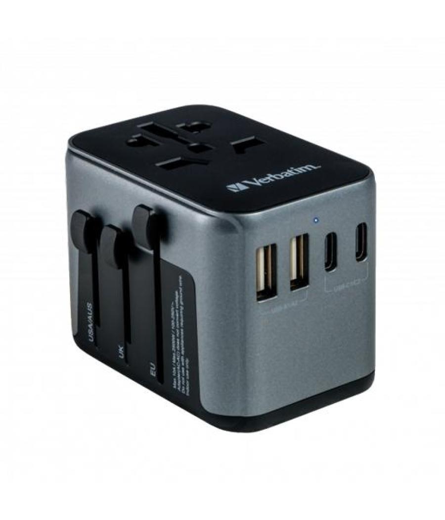 Verbatim uta-03 adaptador universal de viaje con 1 puerto usb-c - 2 puerto usb-a - 2 puerto usb-c
