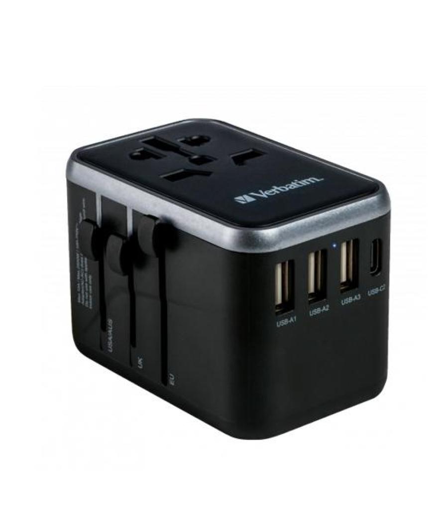 Verbatim uta-04 adaptador universal de viaje con 1 puerto usb-c - 3 puerto usb-a - 1 puerto usb-c