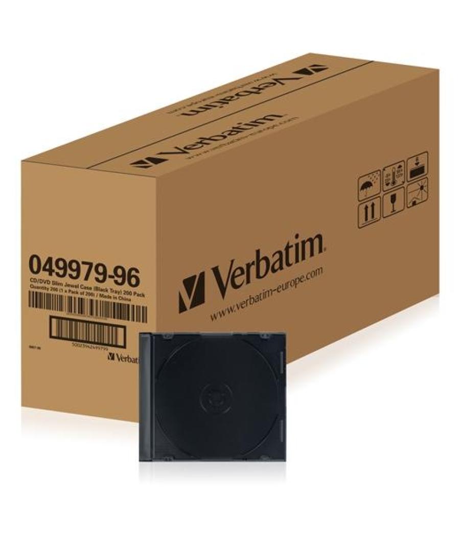 Verbatim funda dvd extrafino negro caja 200 ud