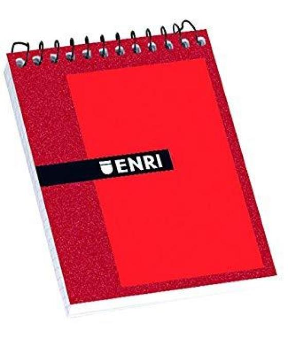 Enri bloc espiral 80 hojas 4x4 tapas duras 8º apaisado color rojo pack 10 unidades