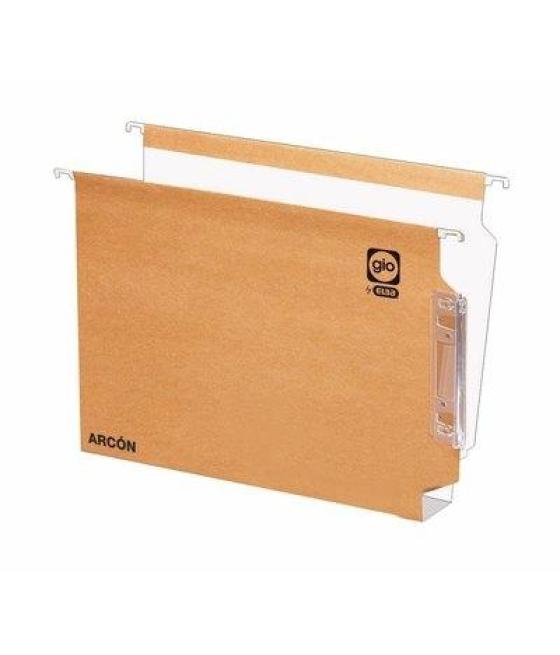Gio carpeta colgante visor lateral arcón kraft bicolor cartulina folio con etiquetas -25u-