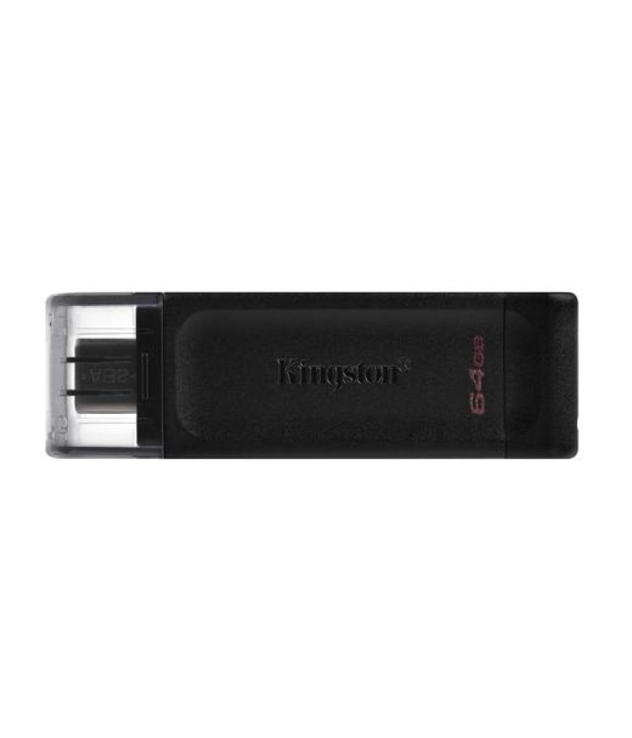 Kingston pendrive datatraveler dt70 64gb c/tapa protectora y ranura para colgar usb-c 3.2 negro