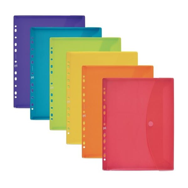 Oxford sobre multitaladro con velcro a4 plástico flexible translúcido c/surtidos