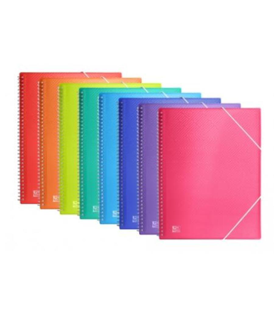 Oxford carpeta con 20 fundas cristal espiral con gomas urban pp colores surtidos a4