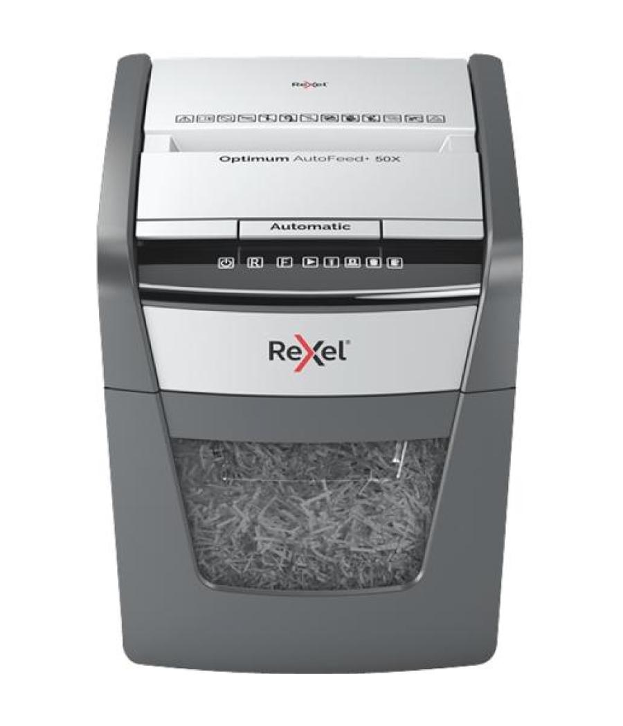 Rexel destructora automática optimun autofeed + 50x 20l corte partículas negro