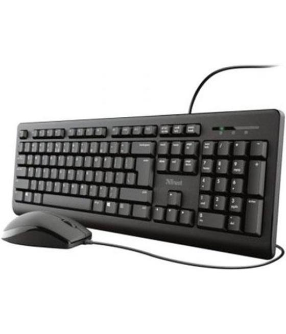 Trust combo teclado ratón tkm-250 cable usb silencioso resistente a liquidos negro