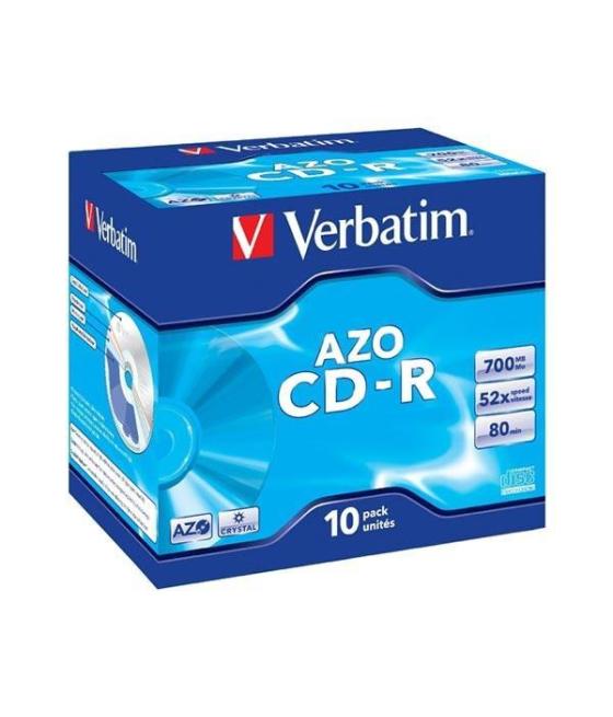 Verbatim cd-r azo, 700mb, 52x, 10 pack jewel case, superficie crystal