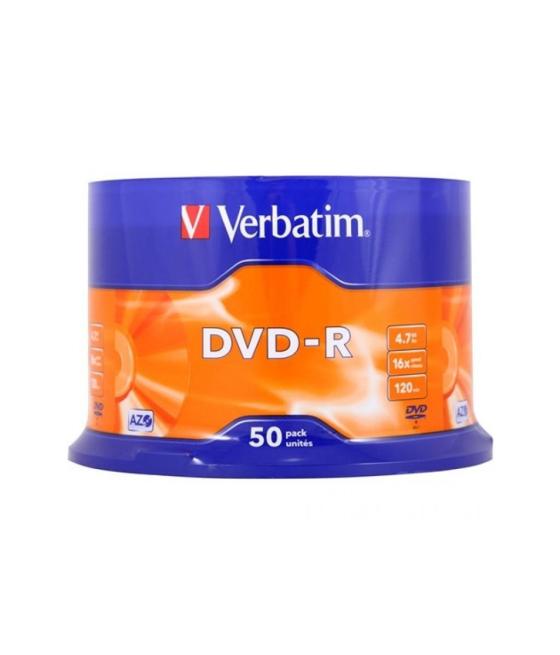 Verbatim dvd-r, 4.7gb, 16x, 50 pack spindle, superficie matt silver