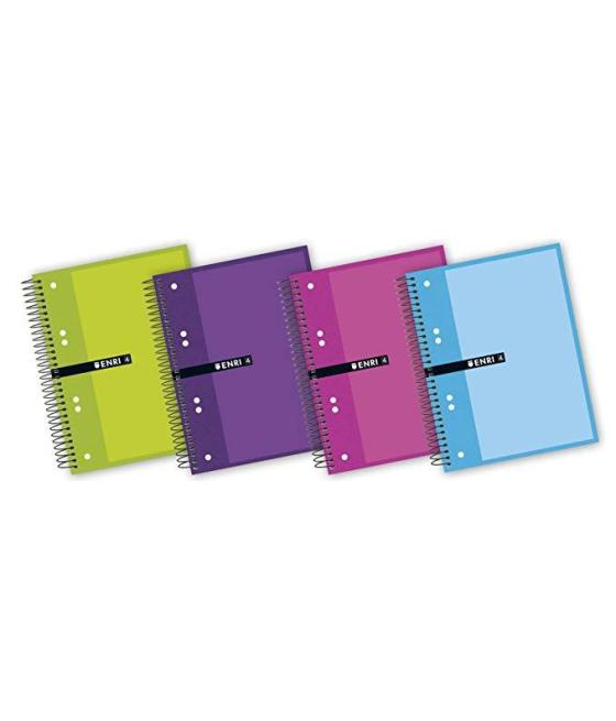 Enri cuaderno espiral microperforado 140h a5+ 5x5m 6 taladros t/extraduras c/surtidos