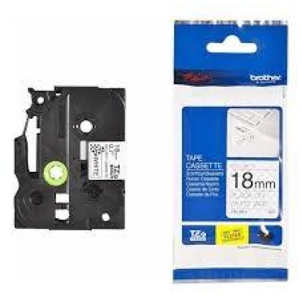 Brother cinta rotuladora laminada de seguridad texto negro sobre blanco - 18mmx8m