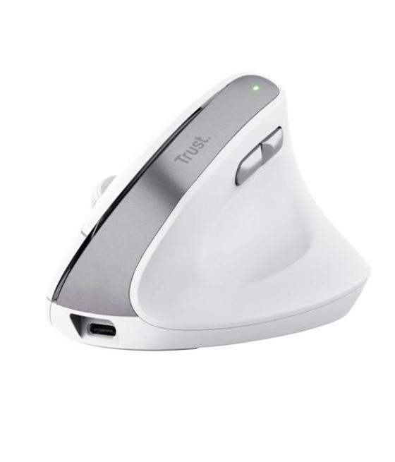 Trust ratón bayo ii ergonómico vertical inalámbrico 2.4ghz 6 botones recargable blanco