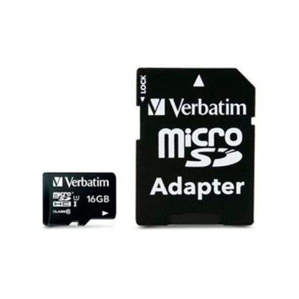 Verbatim tarjeta micro sdhc 16gb clase 10 c/adaptador