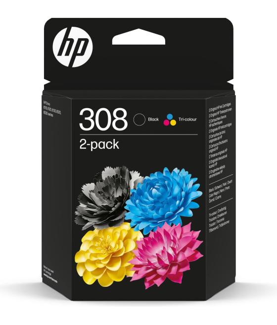 Hp tinta pack negro   tricolor envy series 6110, 6120, 6130, 6520, 6530 - nº 308
