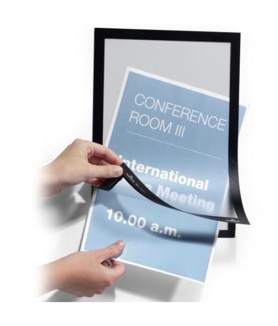 Durable marco informativo magnetico duraframe adhesivo a superficies lisas y solidas a4 negro -2u-