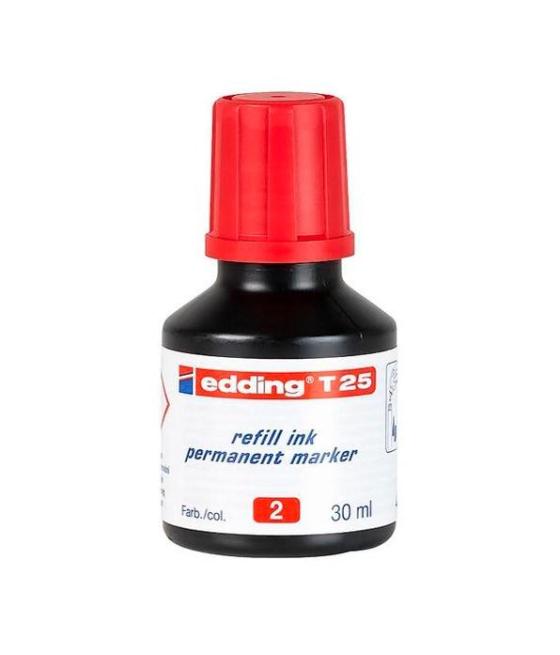 Edding frasco de tinta t25 para rotulador permanente 30ml rojo