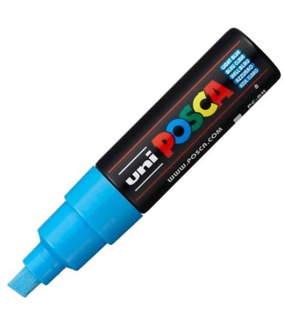 Posca marcador pc-8k no permanente punta biselada 8.0mm azul claro