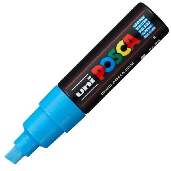 Posca marcador pc-8k no permanente punta biselada 8.0mm azul claro
