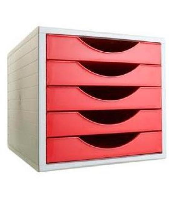 Archivo 2000 módulo archivotec 5 cajones válido para formato din a4, fólio y subcarpeta 340x270x260 mm rojo