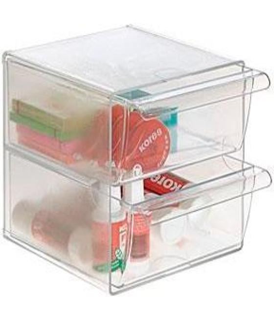 Archivo 2000 organizador archicubo 2 cajones 190x150x150 mm cristal transparente