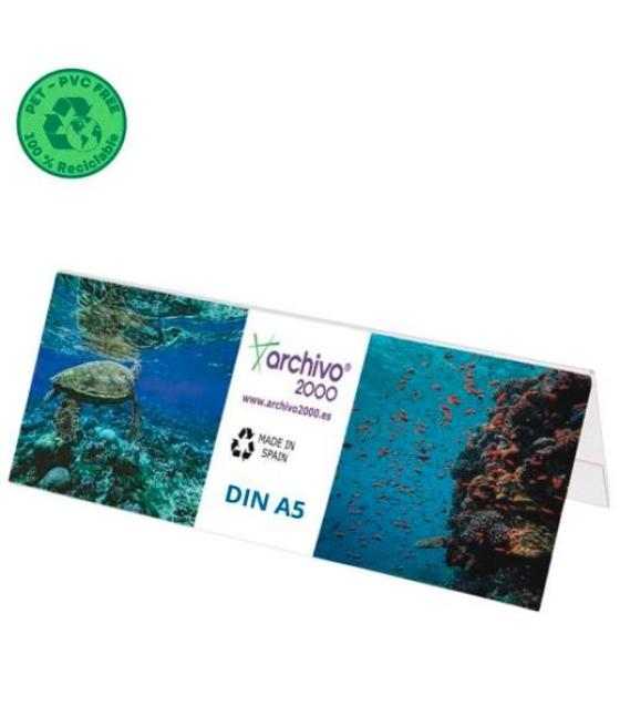 Archivo 2000 portanombres de sobremesa flexible din a5 pet 100% reciclable cristal transparente