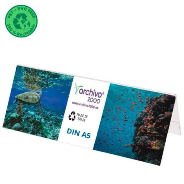 Archivo 2000 portanombres de sobremesa flexible din a5 pet 100% reciclable cristal transparente