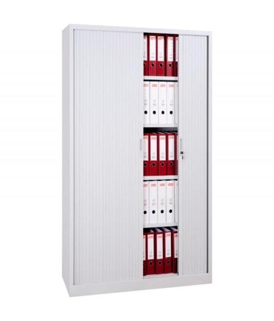 Armario metálico dos puertas persiana correderas 100x45x198 cm (ancho x fondo x alto) incluye 4 baldas acabado en gris. ( montad